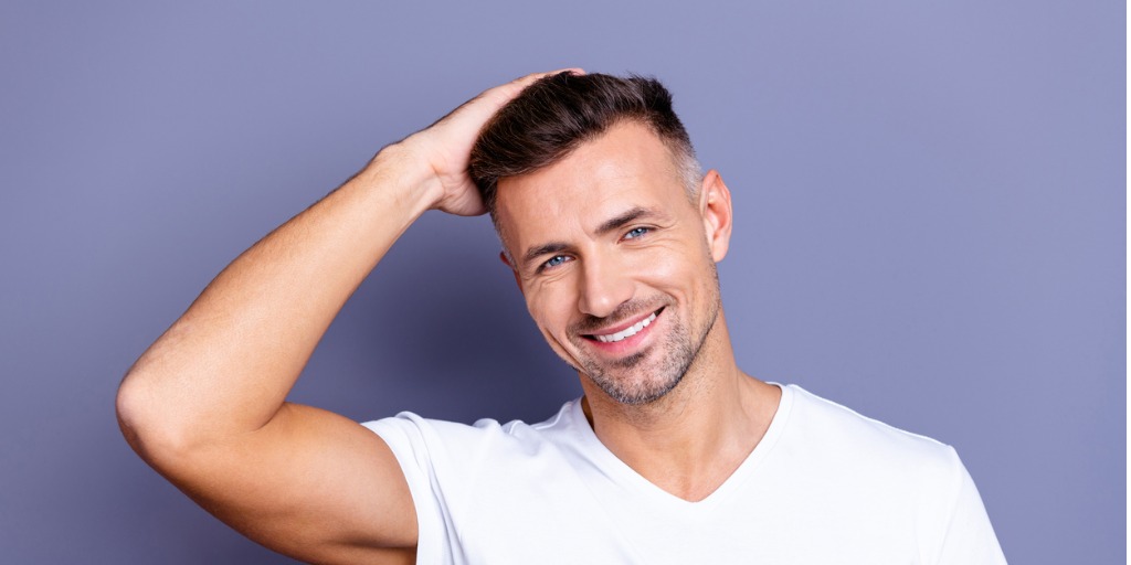Closeup of man with brand new haircut