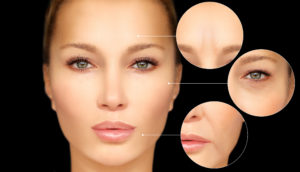 Aging. Mature woman-young woman. Face with skin problem
